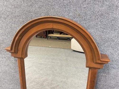 Antique Walnut Arched Wall Mirror | Burl Wood Dome Top Mirror | Architectural Traditional Mirror | Grandmillennial Decor