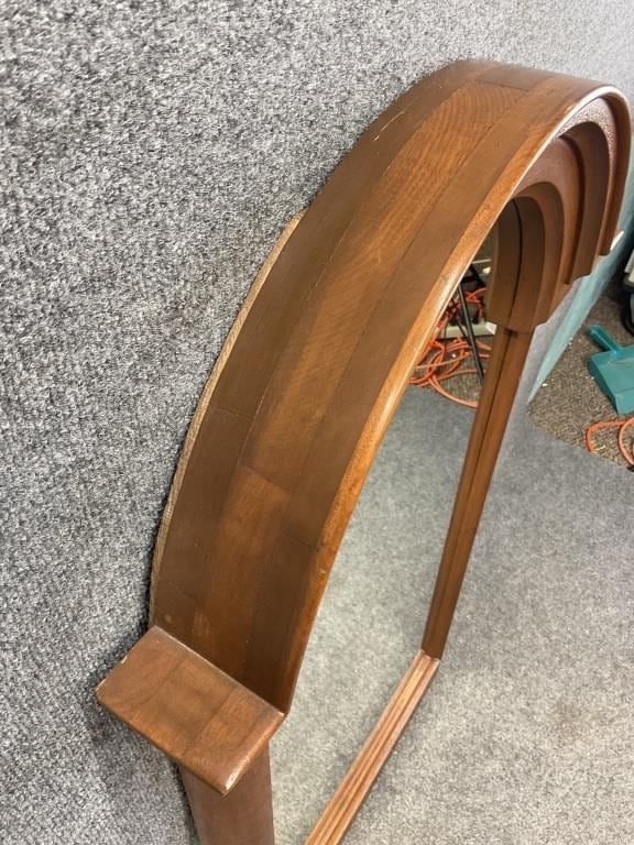Antique Walnut Arched Wall Mirror | Burl Wood Dome Top Mirror | Architectural Traditional Mirror | Grandmillennial Decor
