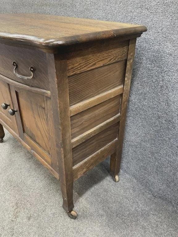 Antique Oak Sideboard Cabinet, Early 1900s Small Server, Dovetail Drawer, Arts & Crafts Bar Cabinet, Vintage Entryway Chest