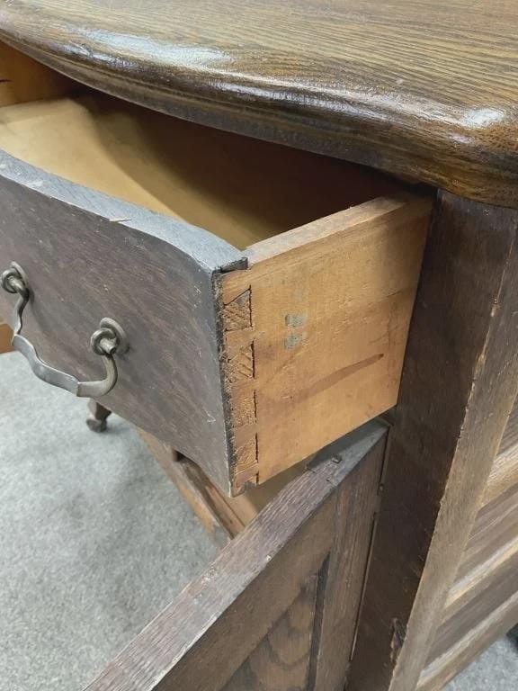 Antique Oak Sideboard Cabinet, Early 1900s Small Server, Dovetail Drawer, Arts & Crafts Bar Cabinet, Vintage Entryway Chest