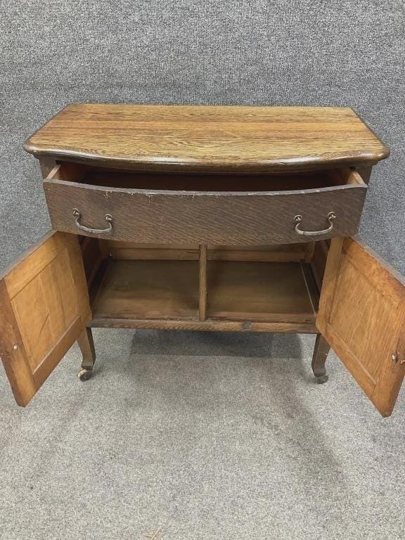 Antique Oak Sideboard Cabinet, Early 1900s Small Server, Dovetail Drawer, Arts & Crafts Bar Cabinet, Vintage Entryway Chest