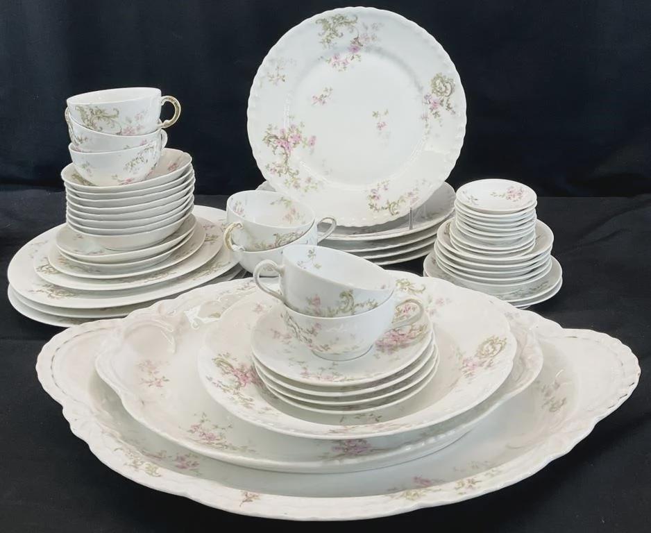 Antique Theodore Haviland Limoges France Schleiger 144 China | Pink Roses Floral Dinnerware | Plates Bowls Cups Saucers Serving Pieces