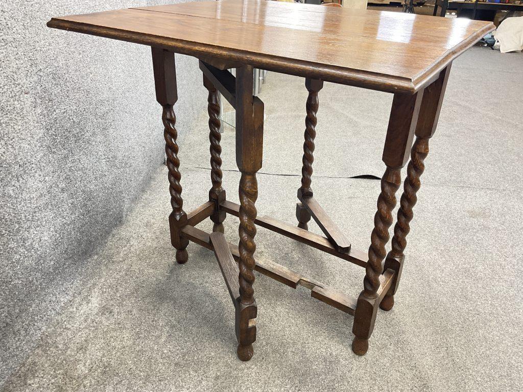 Antique Oak Barley Twist Drop Leaf Kitchen Table | English Gateleg Breakfast Dining Table | Jacobean Style