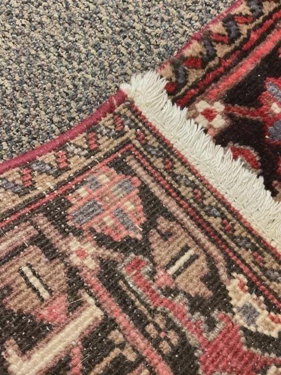 Vintage Hand Knotted Wool Rug 4.10x6.4, Red Geometric Area Rug, Traditional Tribal Rug, Cottage Farmhouse Decor