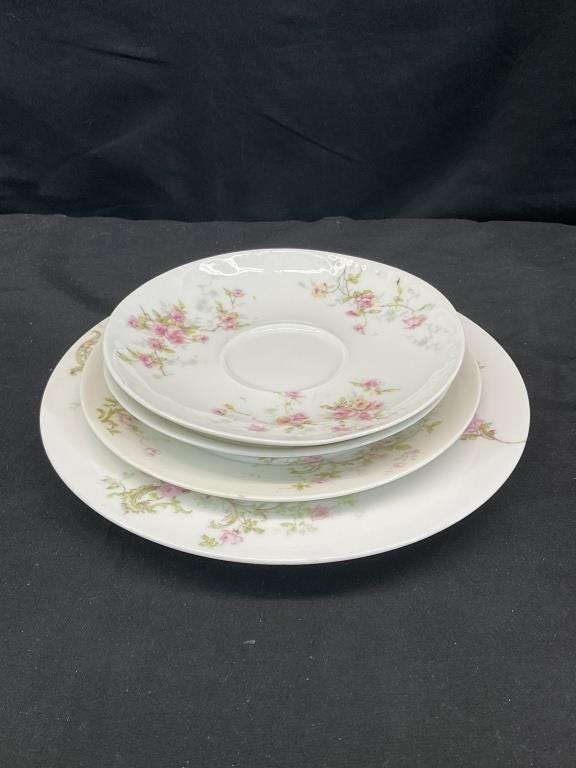 Antique Theodore Haviland Limoges France Schleiger 144 China | Pink Roses Floral Dinnerware | Plates Bowls Cups Saucers Serving Pieces
