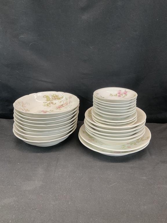 Antique Theodore Haviland Limoges France Schleiger 144 China | Pink Roses Floral Dinnerware | Plates Bowls Cups Saucers Serving Pieces