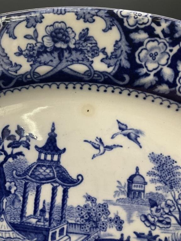 Vintage Swinnertons Olde Alton Ware Blue Pagoda Platter | English Blue & White Chinoiserie Transferware