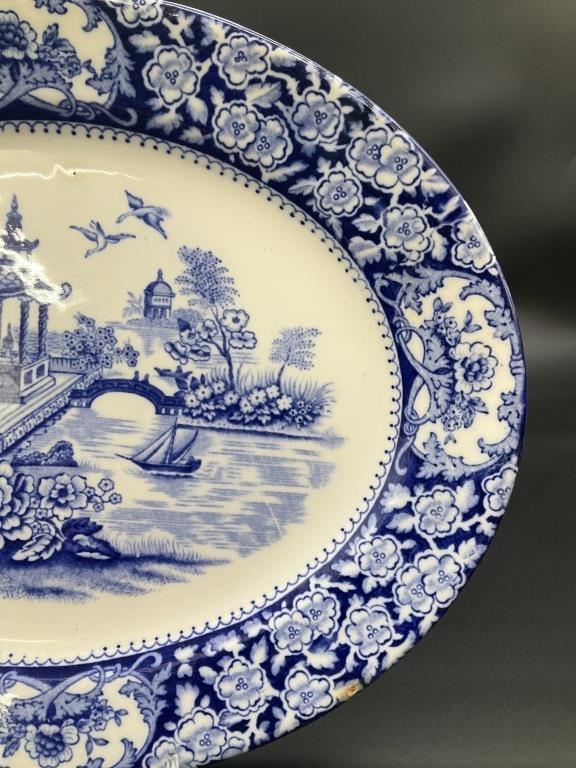 Vintage Swinnertons Olde Alton Ware Blue Pagoda Platter | English Blue & White Chinoiserie Transferware