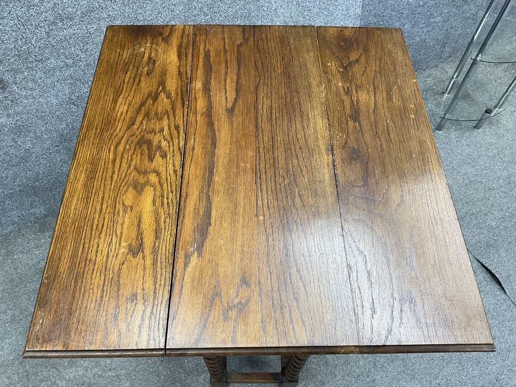 Antique Oak Barley Twist Drop Leaf Kitchen Table | English Gateleg Breakfast Dining Table | Jacobean Style