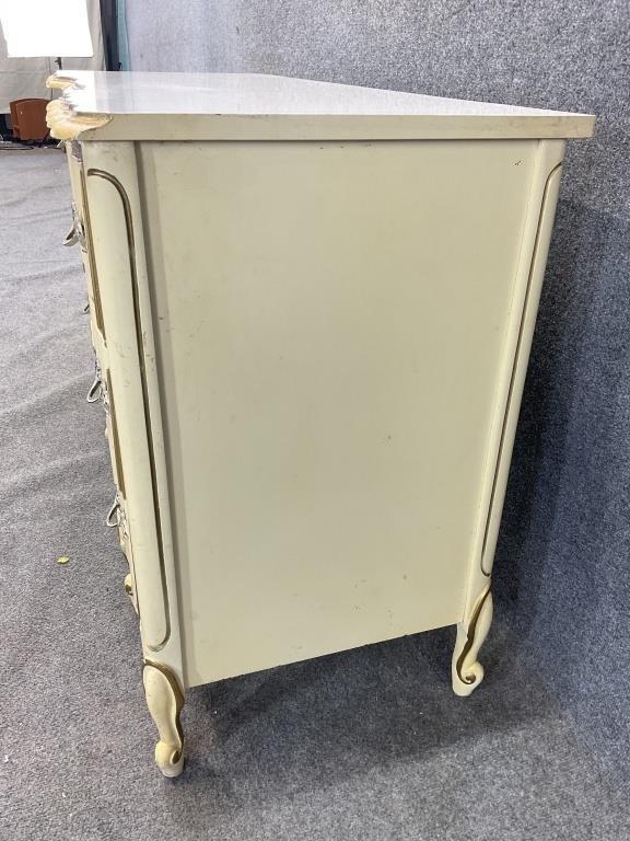 Vintage French Provincial Desk, Cream Finish, Seven Drawers