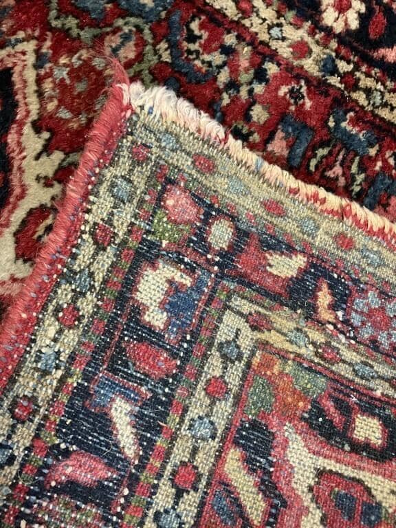 Vintage Hand-Knotted Kitchen Rug, Brick-Red Floral Medallion, 31x50 Inches